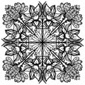 Vector monochrome doodle mandala illustration. Lotus, water lily, lotus flowers. Royalty Free Stock Photo